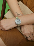Haute Sauce The Embellished Block Round Watch - Metallic Silver