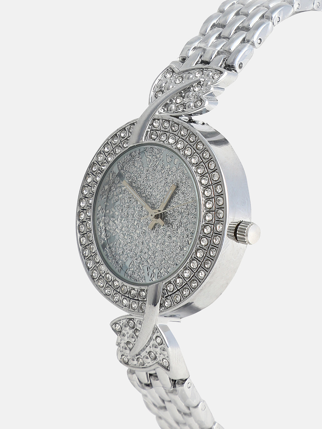 Haute Sauce The Foliage Round Watch - Metallic Silver