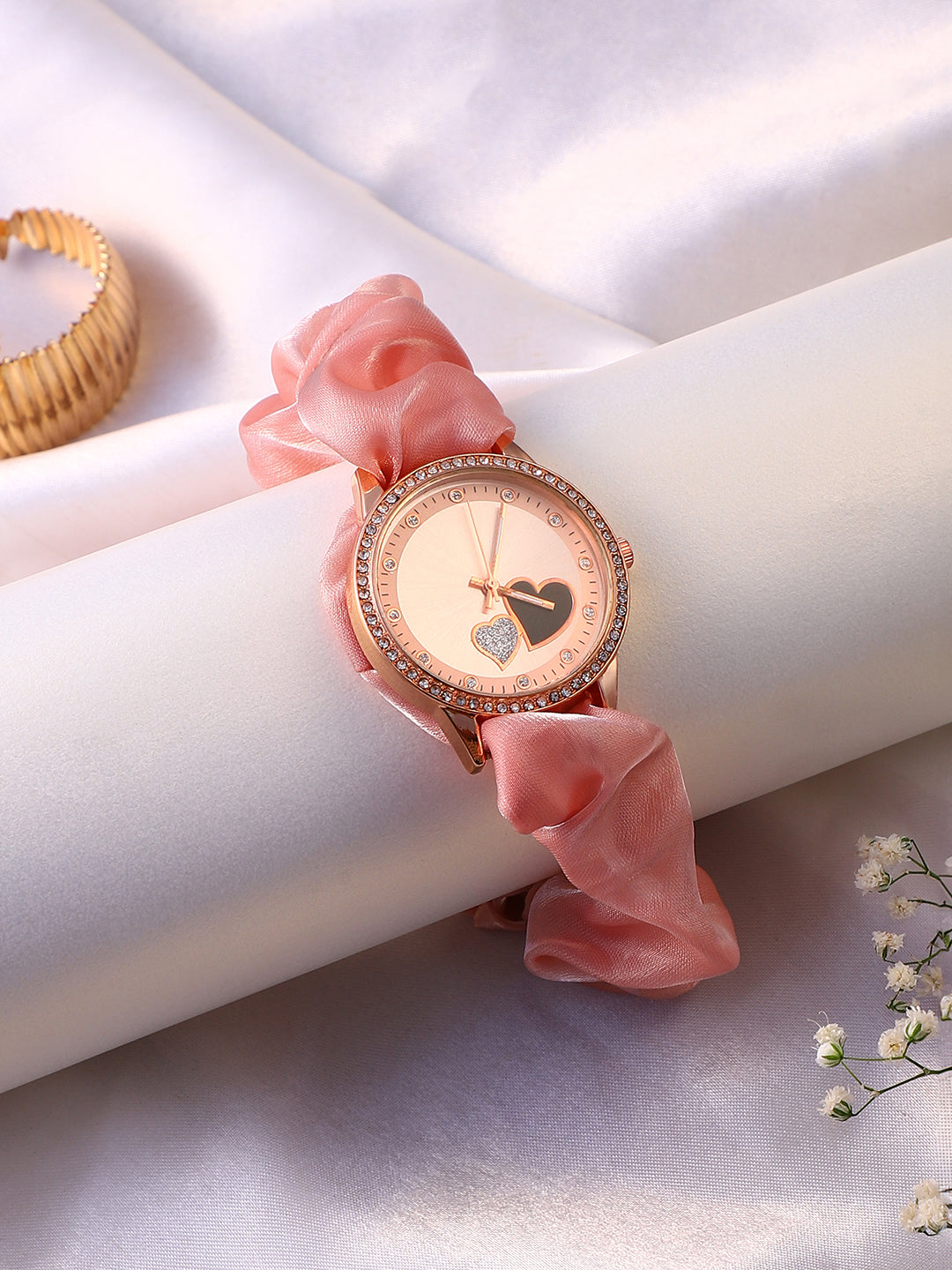 Haute Sauce The Scrunchie Heart Round Watch - Baby Pink
