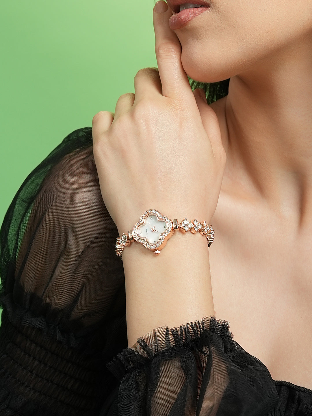 Haute Sauce The Embellished Clover Watch - Champayne Gold
