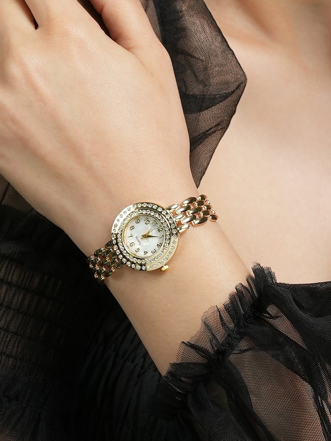Haute Sauce The Halo Beads Of Rice Round Watch - Champayne Gold