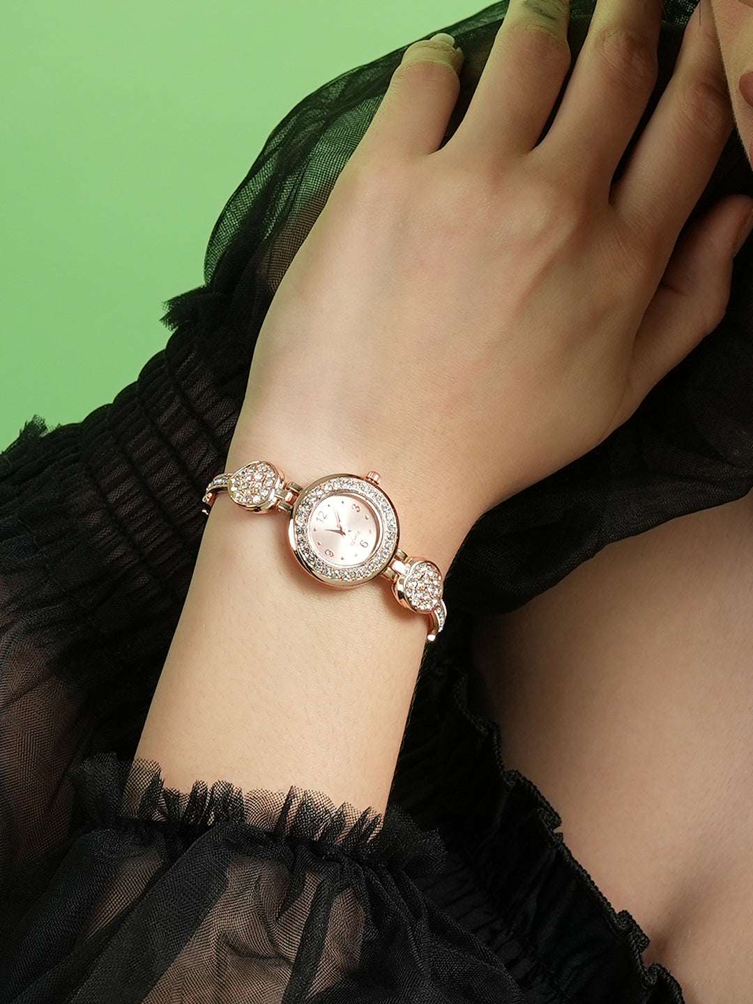 Haute Sauce The Embellished Leaf Round Watch - Champayne Gold