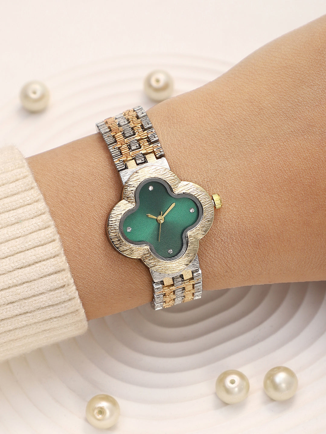 Haute Sauce The Dented Clover Watch - Emerald Green