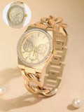 The Three-Dial Chunkylink Cushion  Watch - California Gold