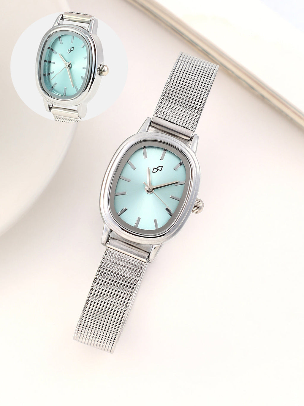 Haute Sauce The Cosmopolis Mesh Rectangular Watch - Powder Blue