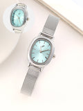 Haute Sauce The Cosmopolis Mesh Rectangular Watch - Powder Blue