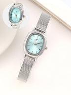 Haute Sauce The Cosmopolis Mesh Rectangular Watch - Powder Blue