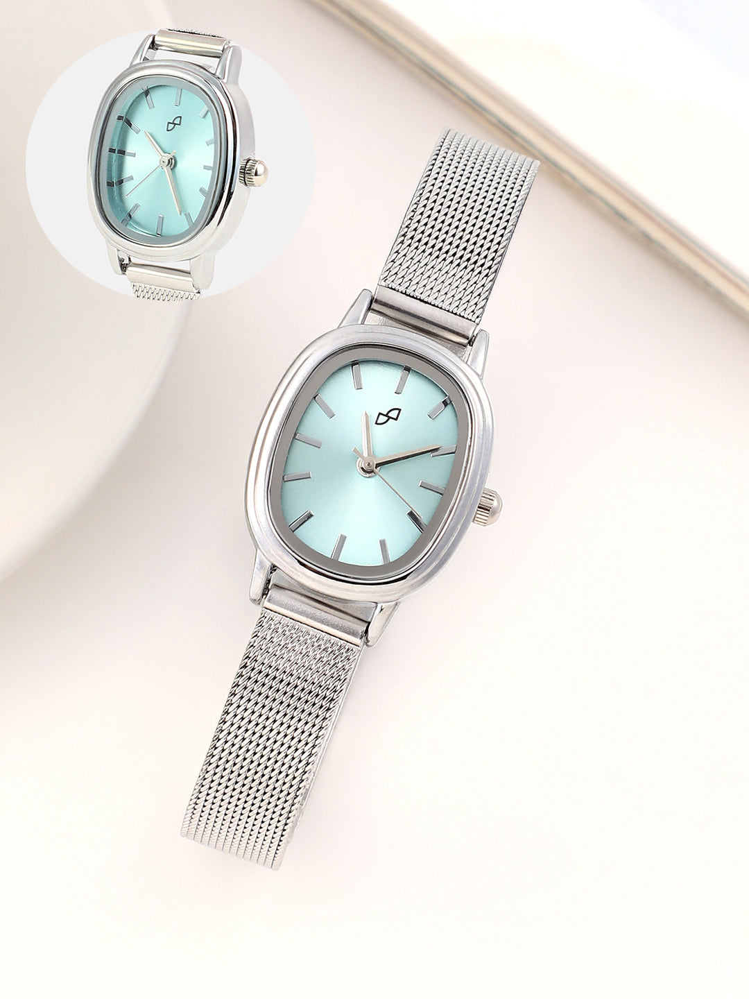Haute Sauce The Cosmopolis Mesh Rectangular Watch - Powder Blue