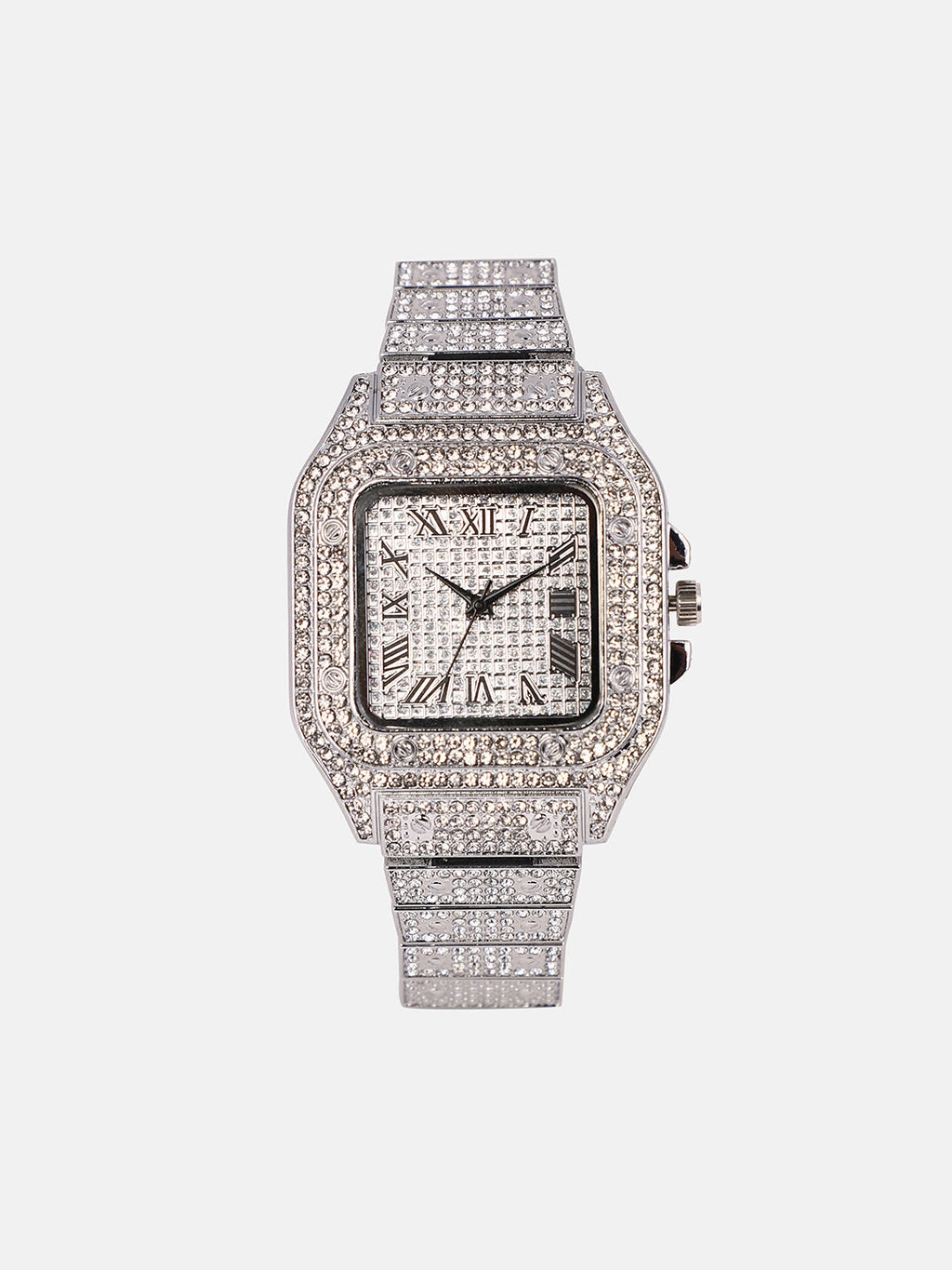 The Bijou Roman Square Watch - Metallic Silver