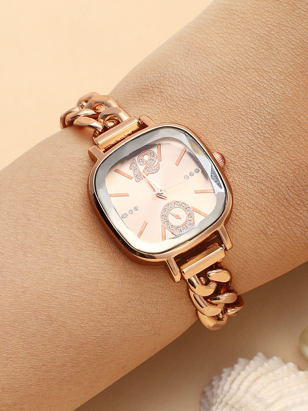 Haute Sauce The Celeste Chainlink Square Watch - Rose Gold