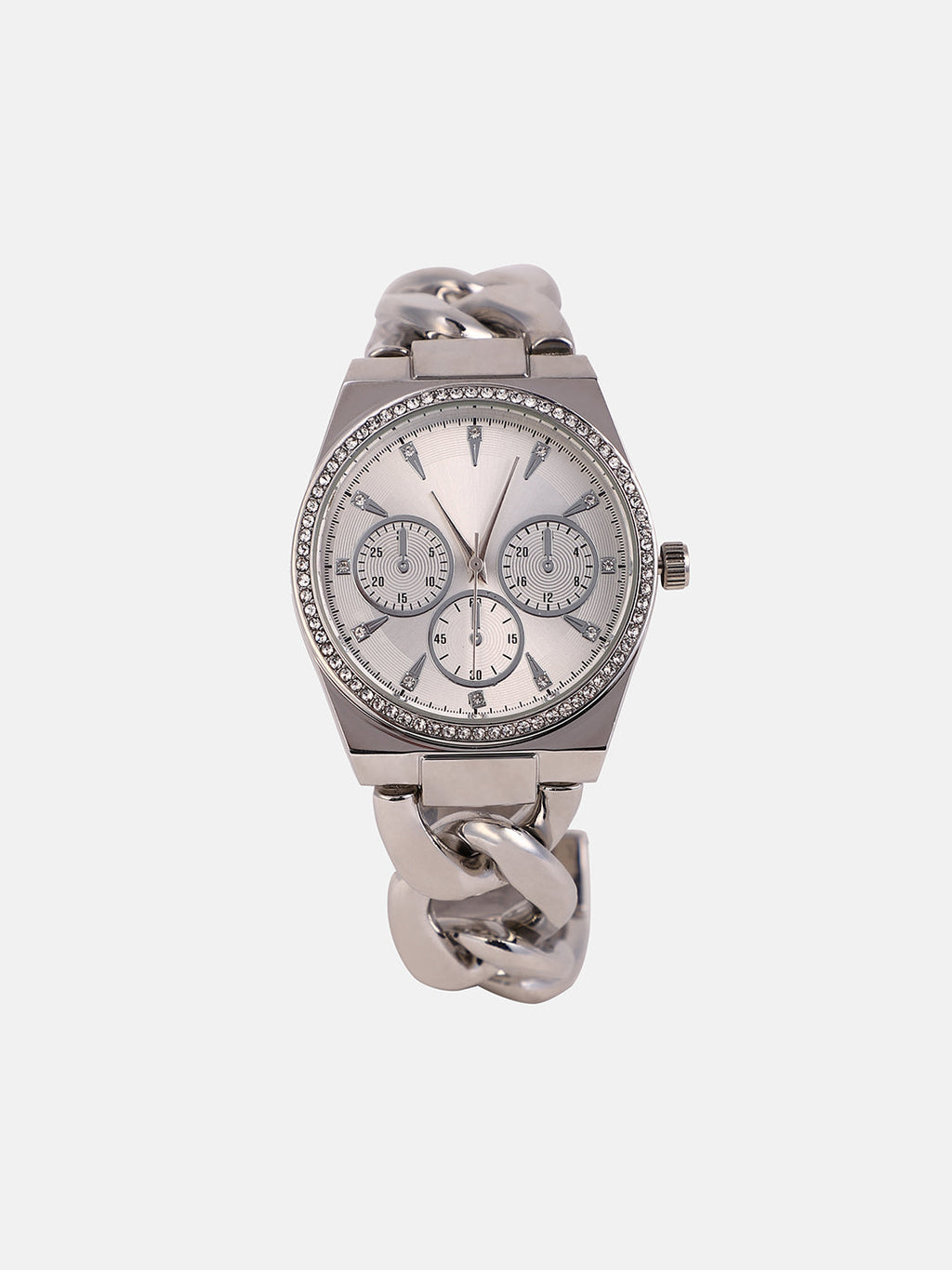 Haute Sauce The Three-Dial Chunkylink Cushion Watch - Metallic Silver