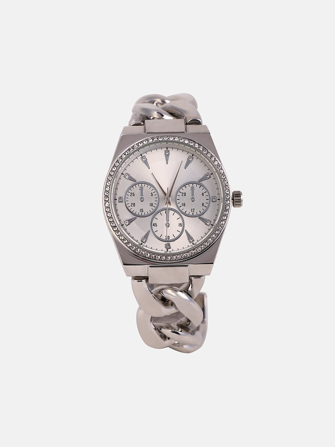 Haute Sauce The Three-Dial Chunkylink Cushion Watch - Metallic Silver