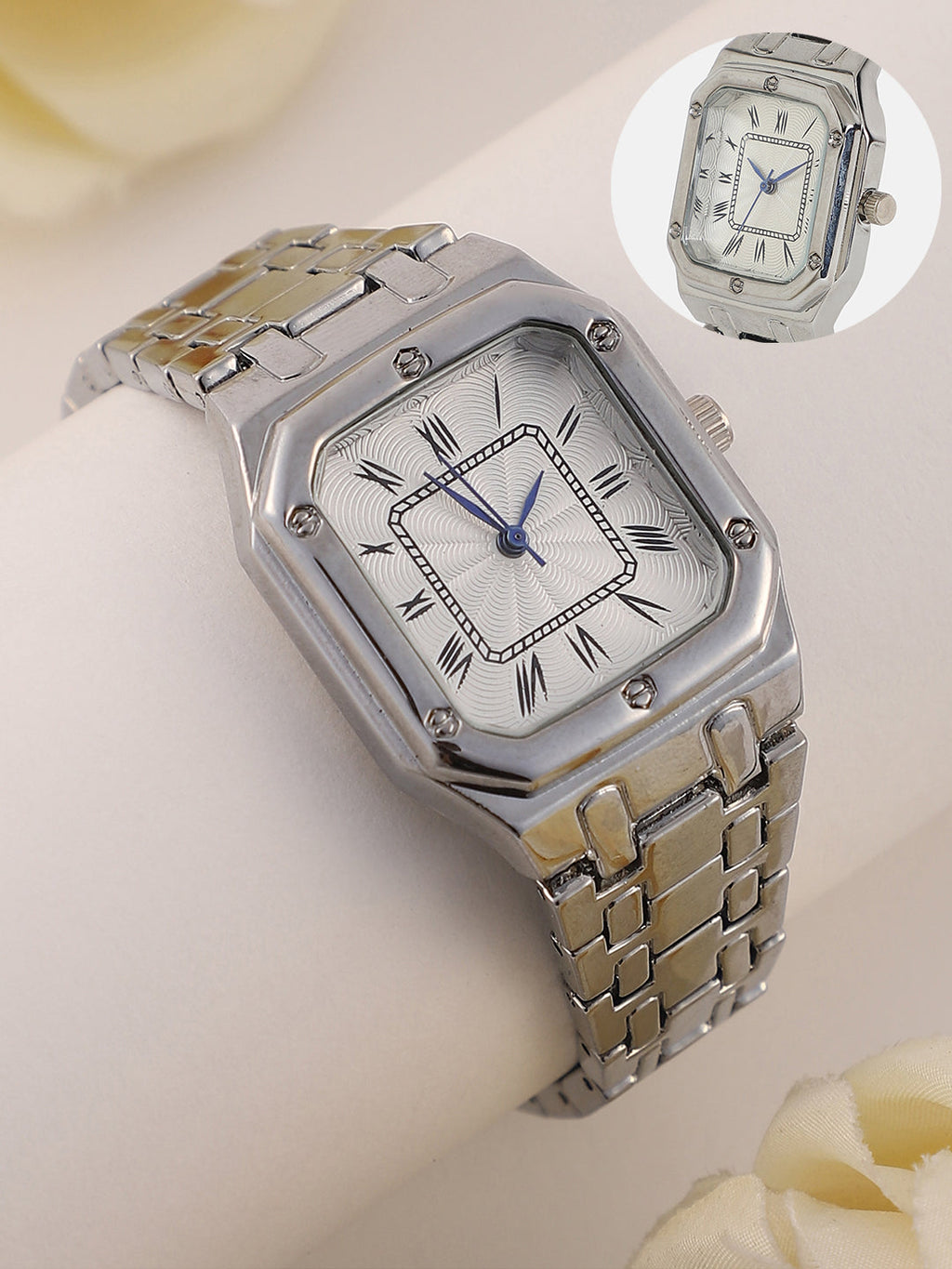 Haute Sauce The Torque Roman Square Watch - Metallic Silver