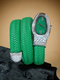 The Aurora Wrap Oval Watch -  Emerald Green