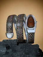 Haute Sauce The Aurora Wrap Oval Watch -  Leopard Brown
