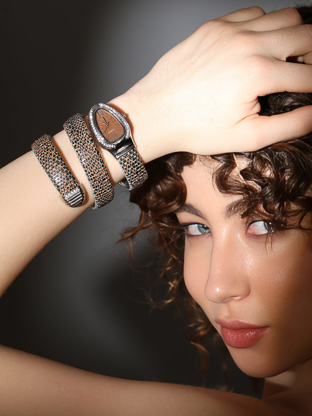 Haute Sauce The Aurora Wrap Oval Watch -  Leopard Brown