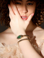 The Aurelia Gem Wrap Oval Watch -  Emerald Green