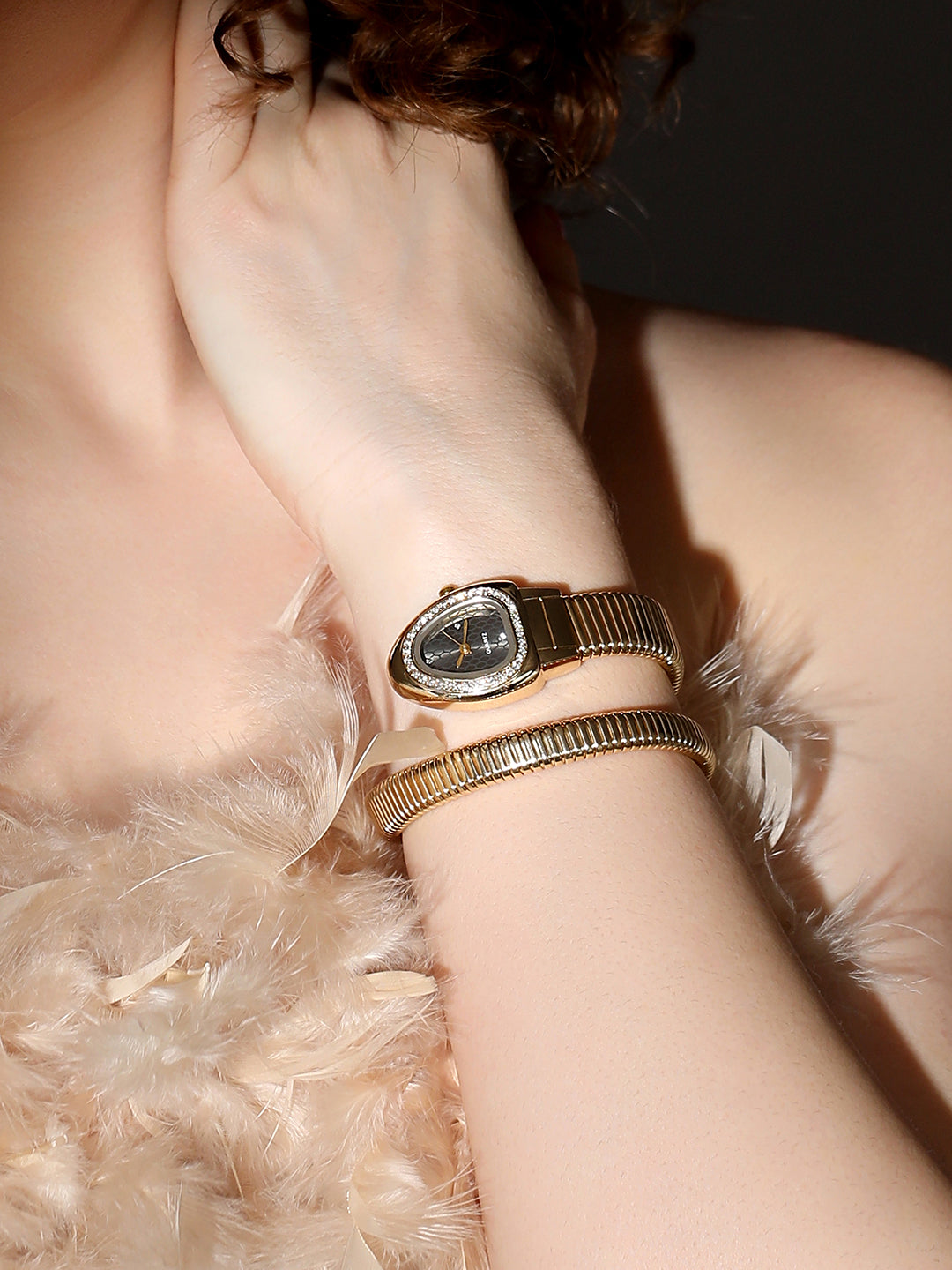 Haute Sauce The Aurelia Gem Wrap Oval Watch -  Rose Gold