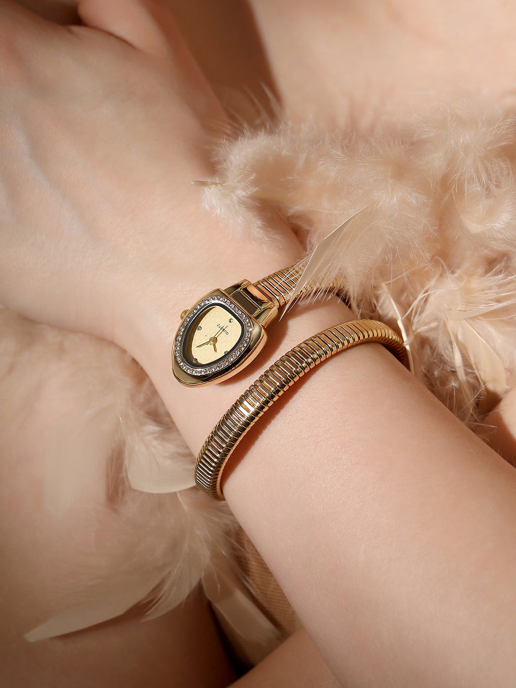 Haute Sauce The Aurelia Gem Wrap Oval Watch -  Champagne Gold