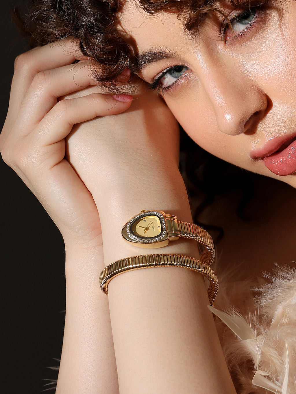 Haute Sauce The Aurelia Gem Wrap Oval Watch -  Champagne Gold