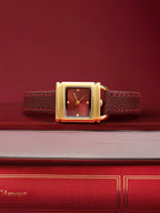 The Vintage Square Watch - Crimson Red