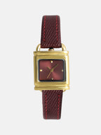 The Vintage Square Watch - Crimson Red
