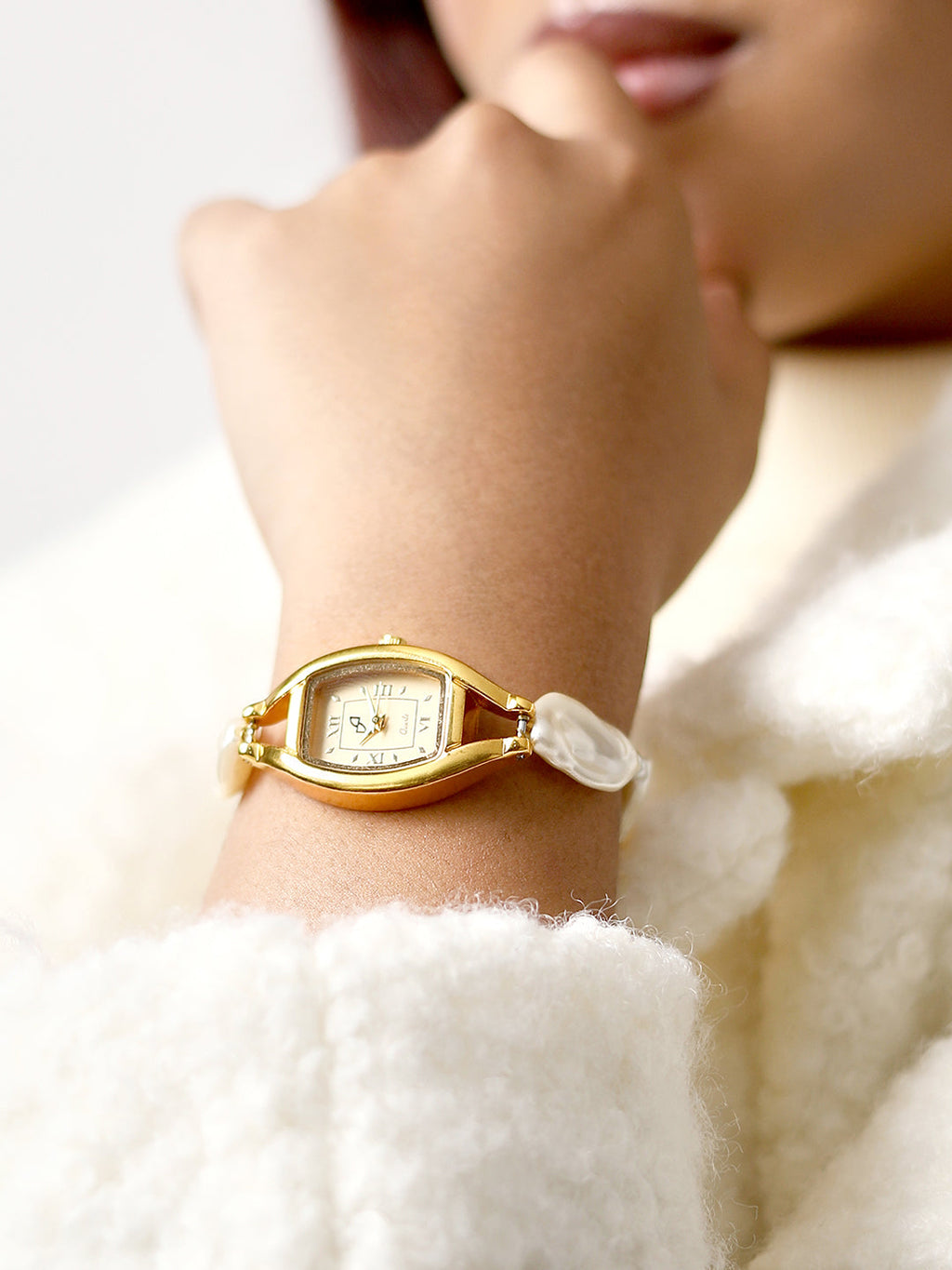 Haute Sauce The Nona-Pearl Rectangle Watch - Pearl White