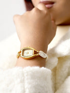 Haute Sauce The Nona-Pearl Rectangle Watch - Pearl White