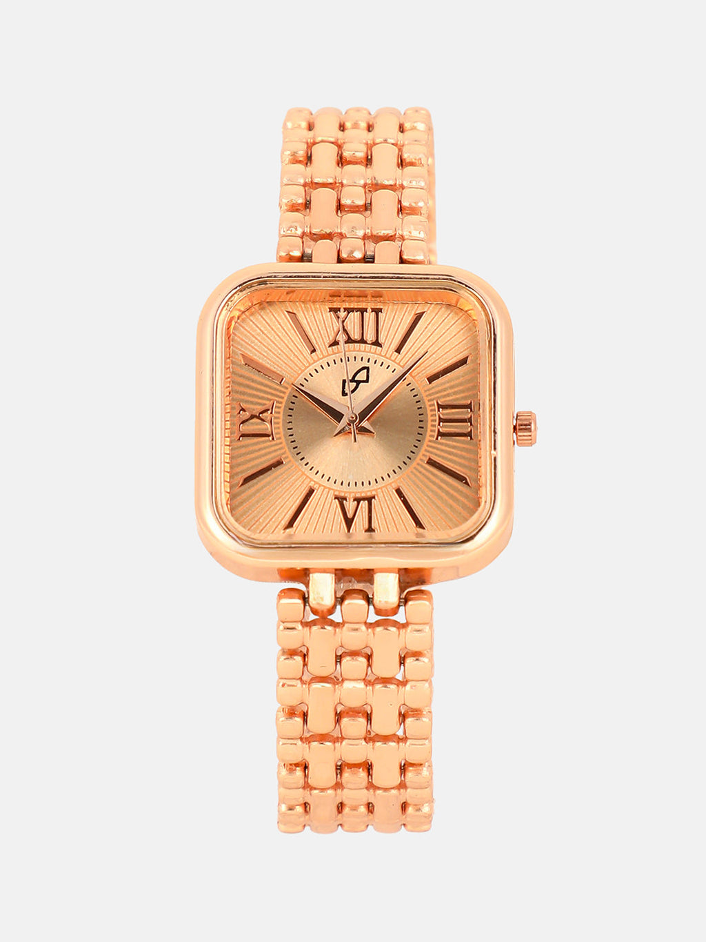 The Dotted-Link Square Watch - Rose Gold