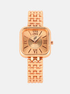 The Dotted-Link Square Watch - Rose Gold