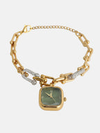 The Noir Rectangle Watch - Gold