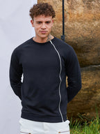 Campus Sutra Sweatshirt With Asymmetriclal Zip