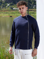 Campus Sutra Sweatshirt With Asymmetriclal Zip