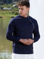 Campus Sutra Sweatshirt With Asymmetriclal Zip