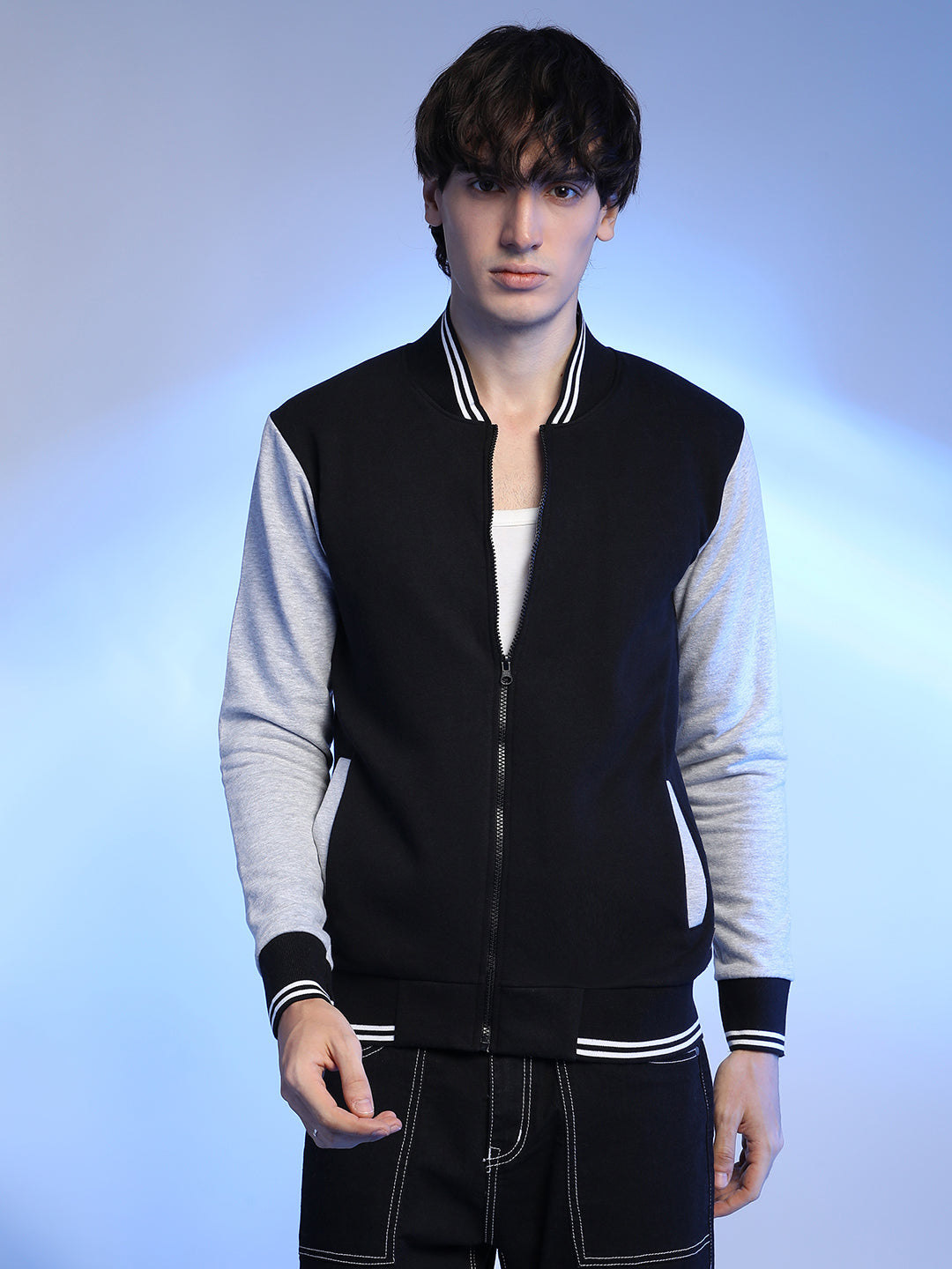 Campus Sutra Zip-Front Block Jacket