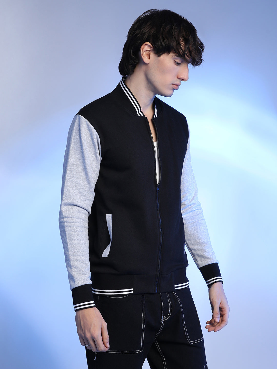 Campus Sutra Zip-Front Block Jacket