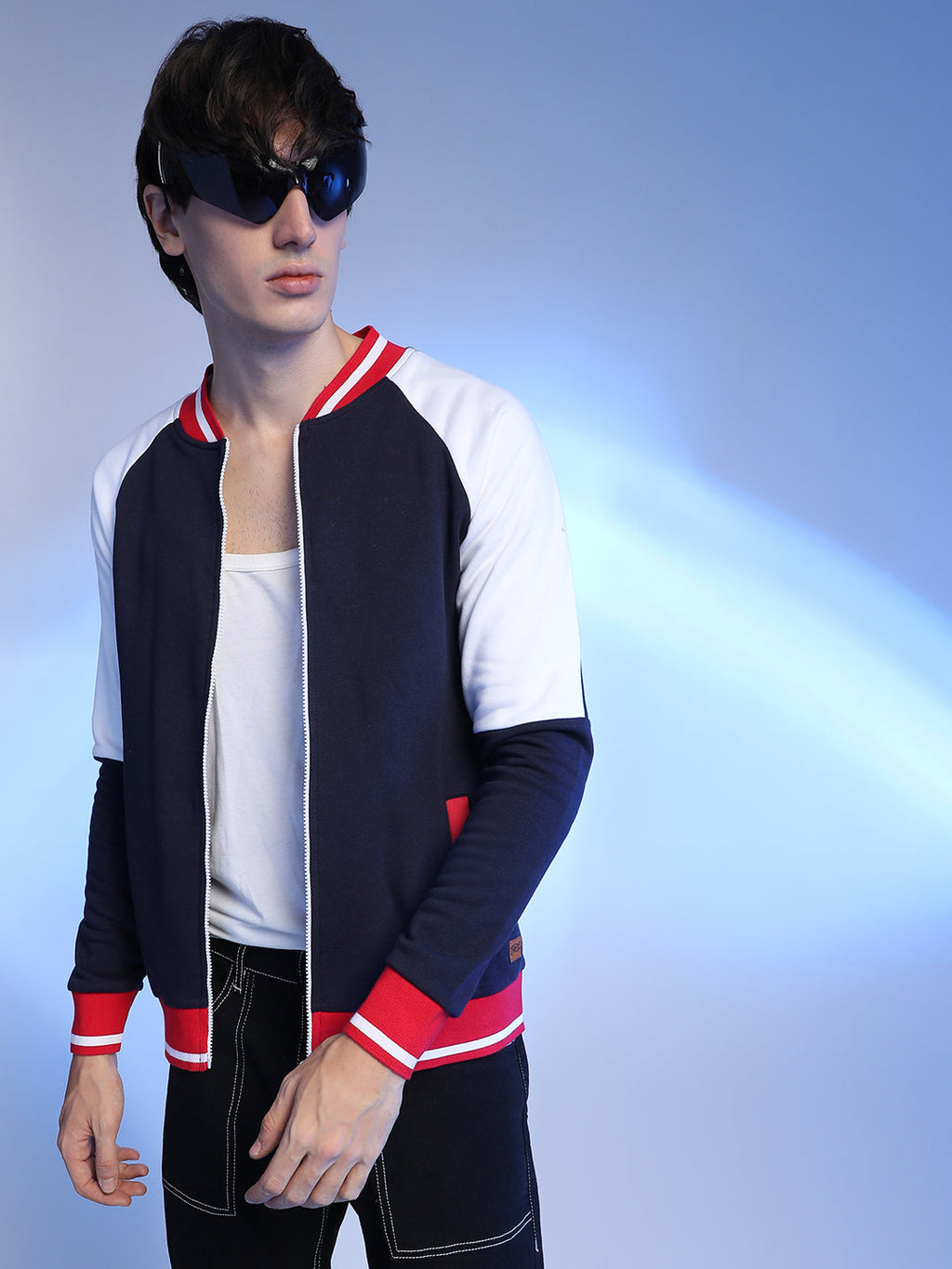 Campus Sutra Zip-Front Jacket With Raglan Sleeve