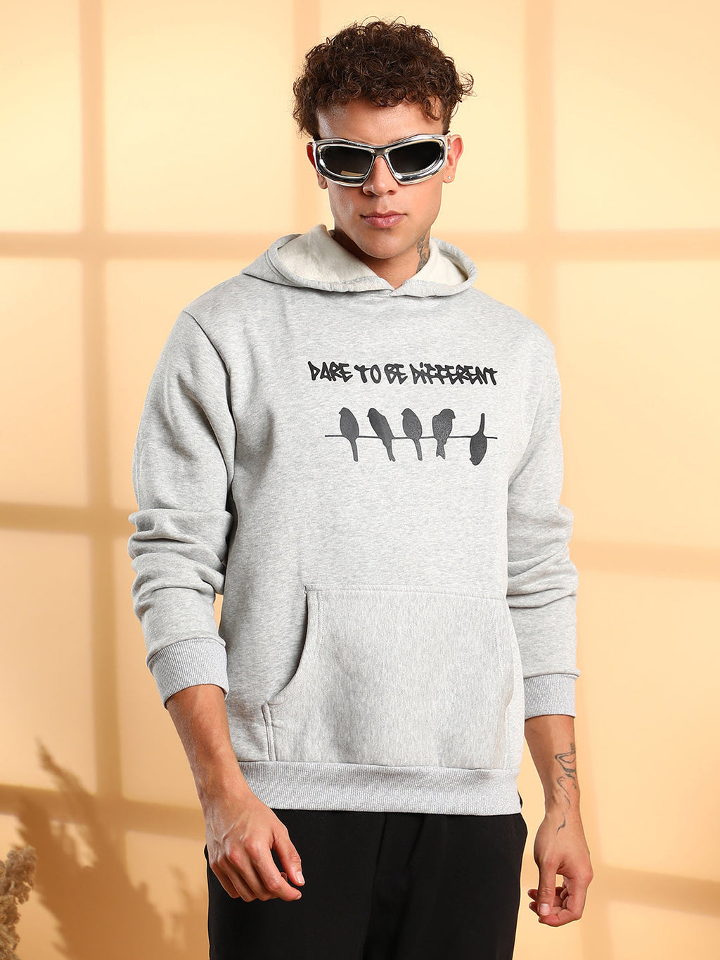Campus Sutra Dare To Be Different Hoodie With Kangaroo Pocket