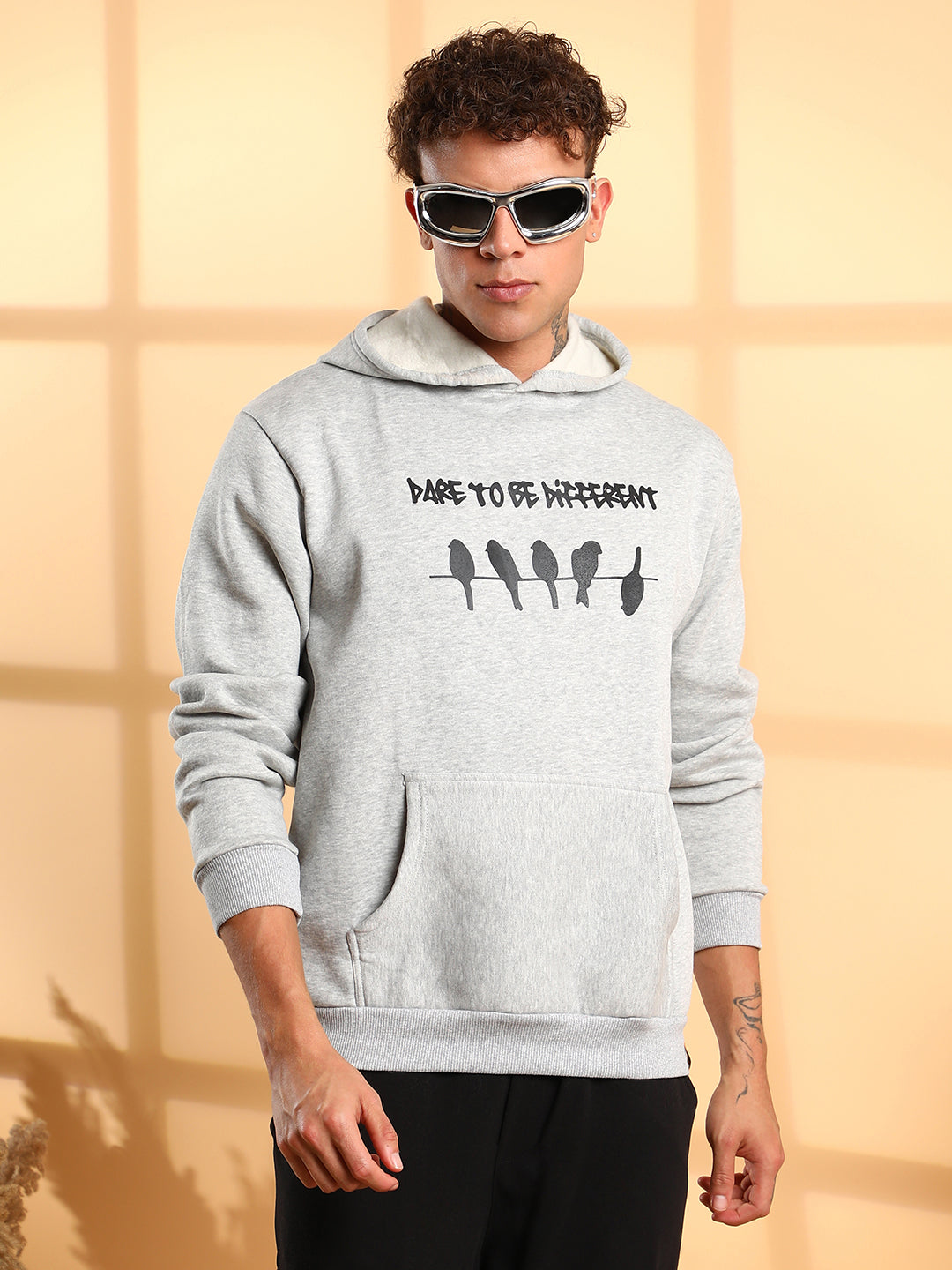 Campus Sutra Dare To Be Different Hoodie With Kangaroo Pocket