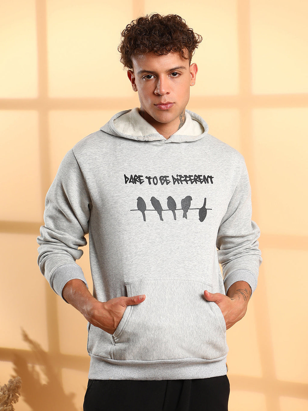 Campus Sutra Dare To Be Different Hoodie With Kangaroo Pocket