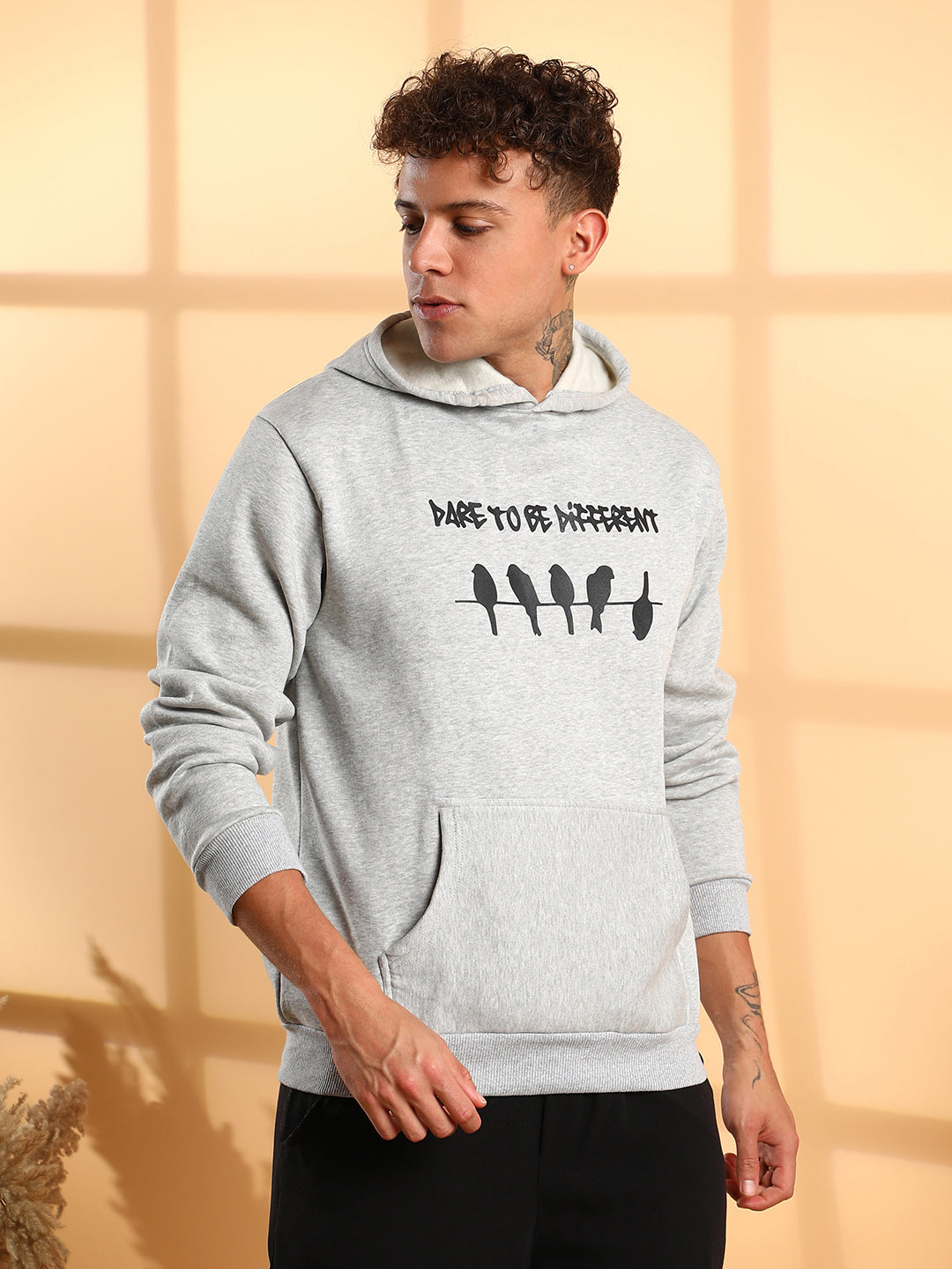 Campus Sutra Dare To Be Different Hoodie With Kangaroo Pocket