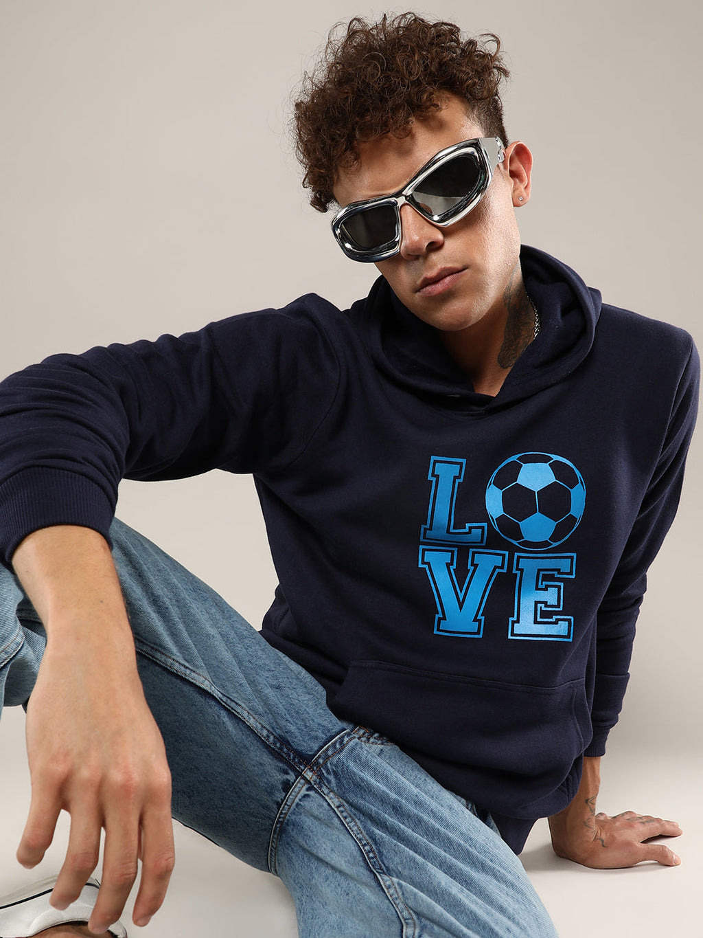Campus Sutra Love Football Hoodie With Kangaroo Pocket