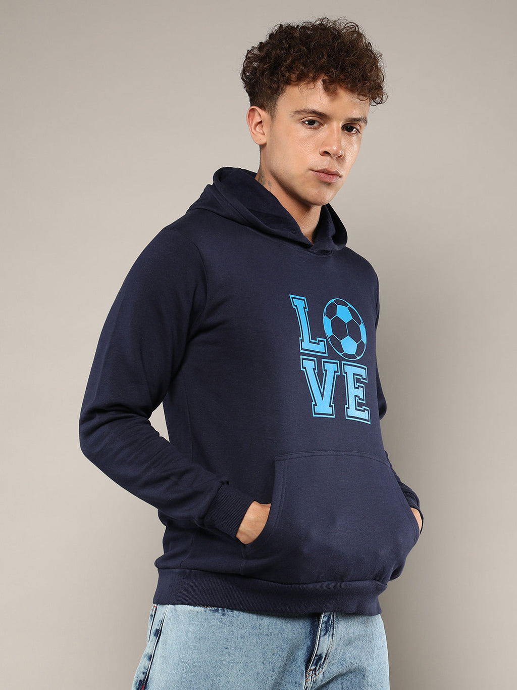 Campus Sutra Love Football Hoodie With Kangaroo Pocket