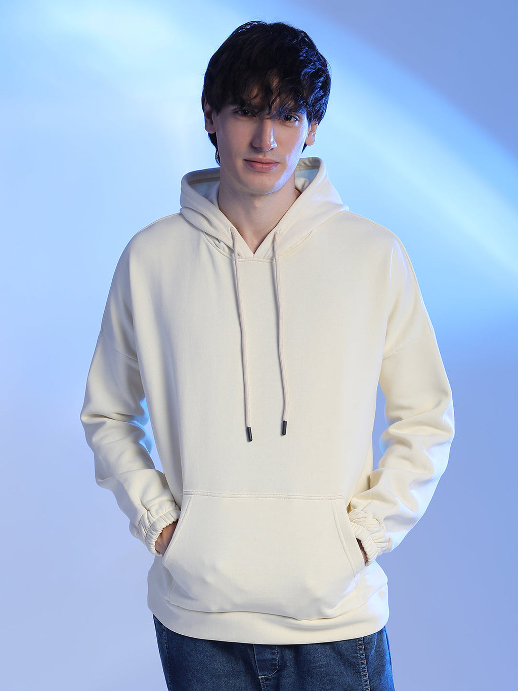 Campus Sutra Oversized Pullover Sweatshirt With Kangaroo Pocket