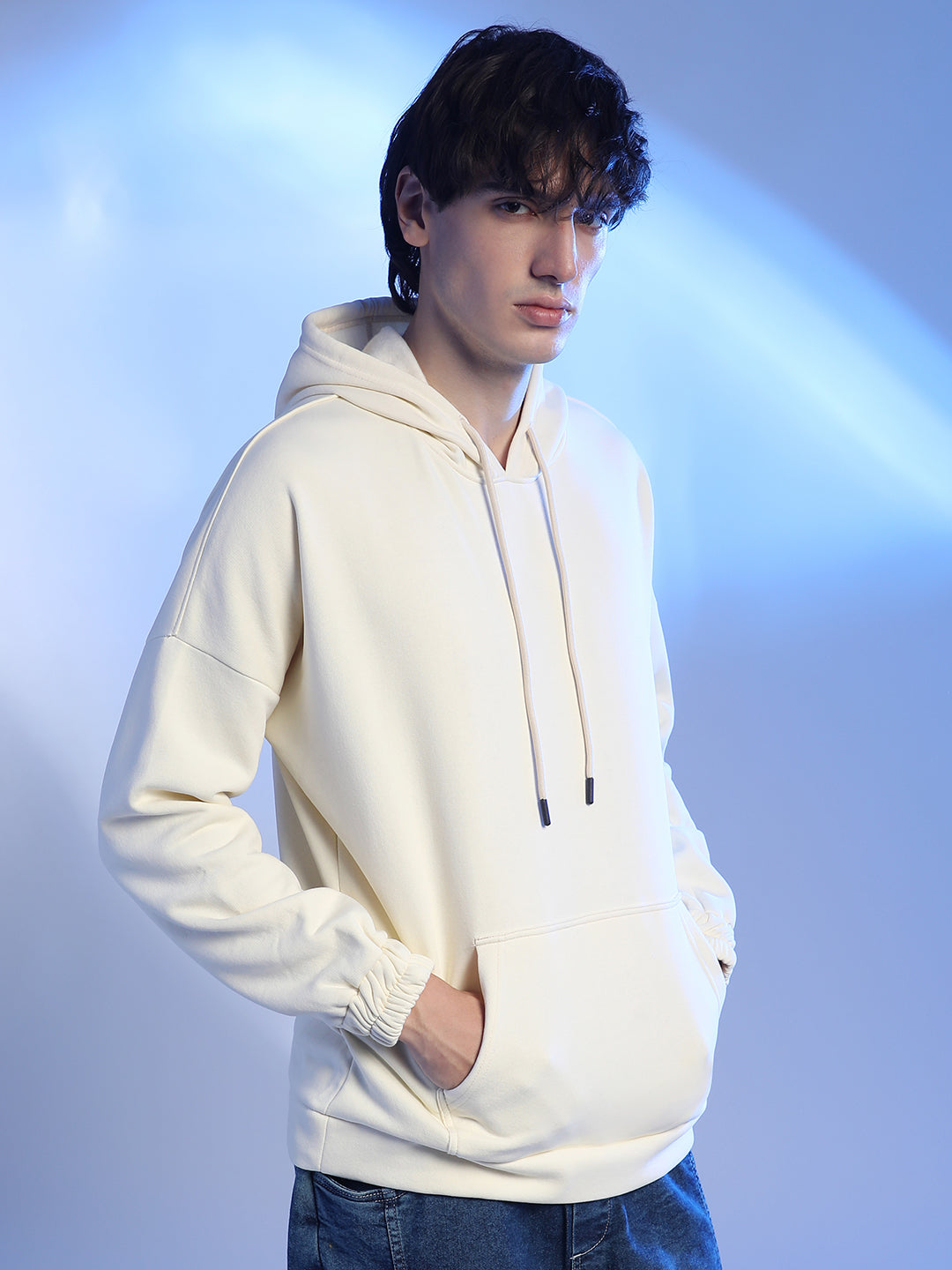 Campus Sutra Oversized Pullover Sweatshirt With Kangaroo Pocket