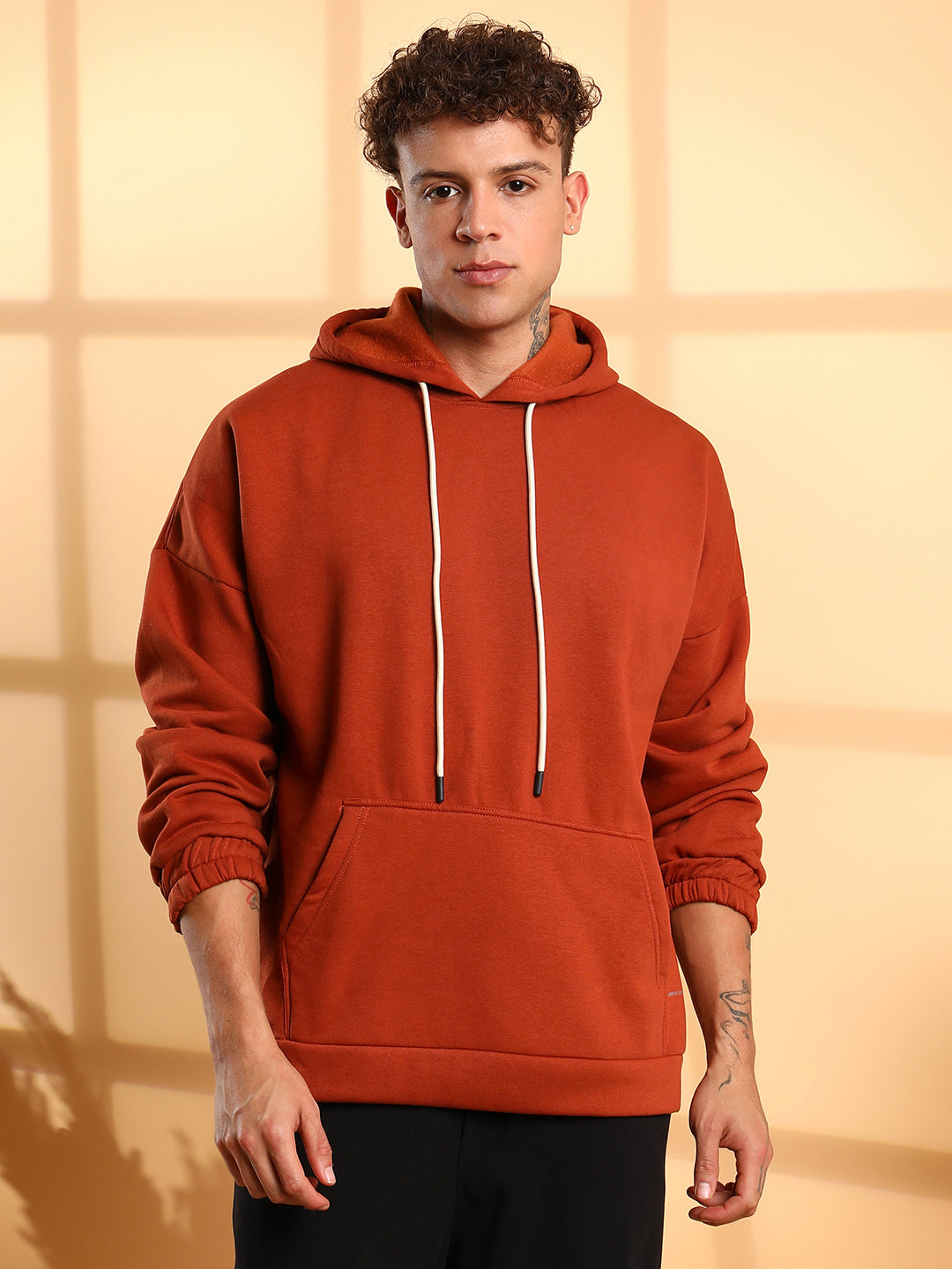 Campus Sutra Oversized Pullover Sweatshirt With Kangaroo Pocket