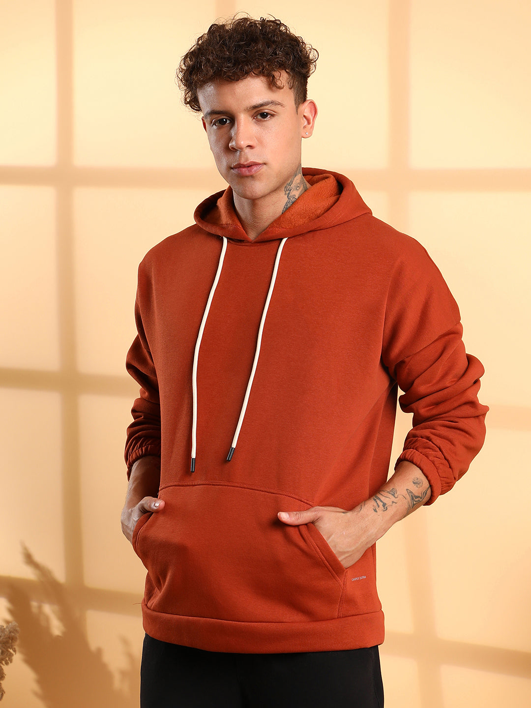Campus Sutra Oversized Pullover Sweatshirt With Kangaroo Pocket