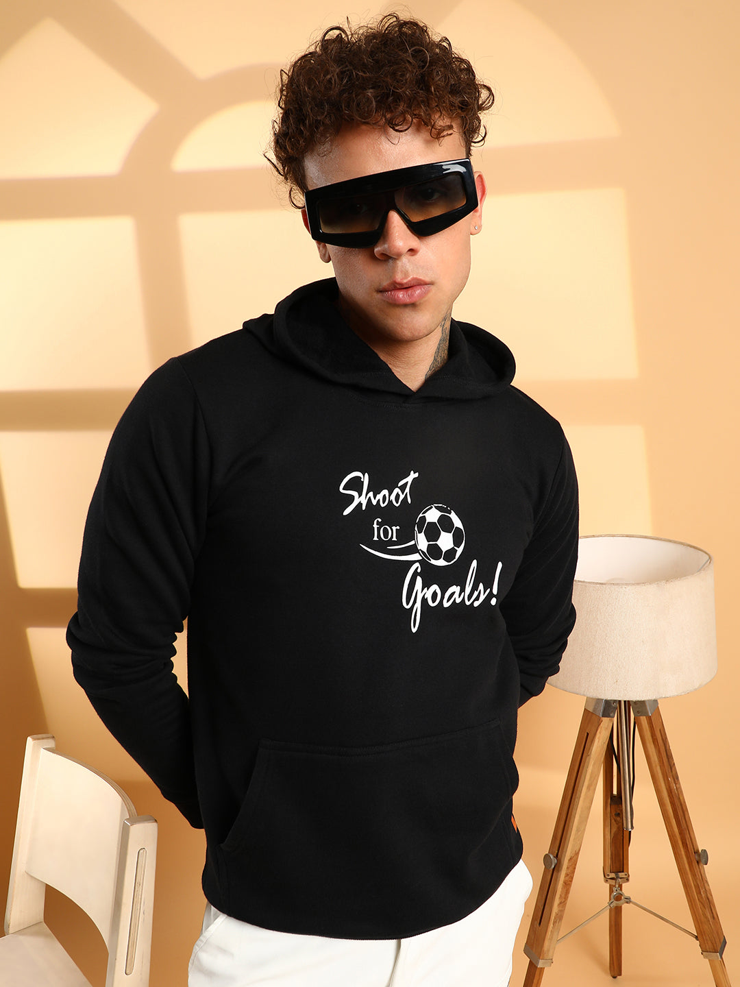 Campus Sutra Shoot For Goals Hoodie With Kangaroo Pocket
