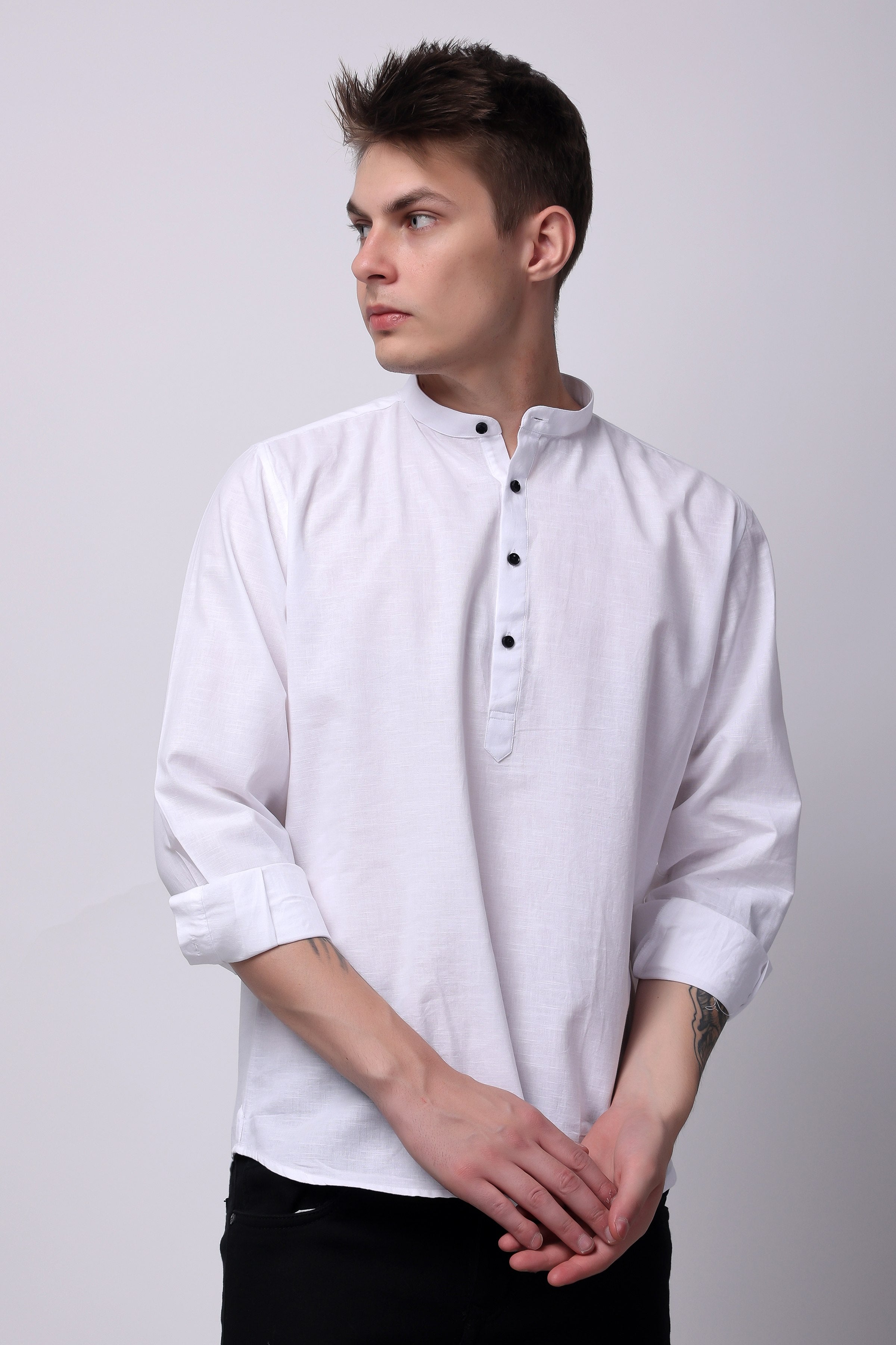 Stylox Regular Fit Full Sleeve Solid Kurta for Men with Mandarin Collar
