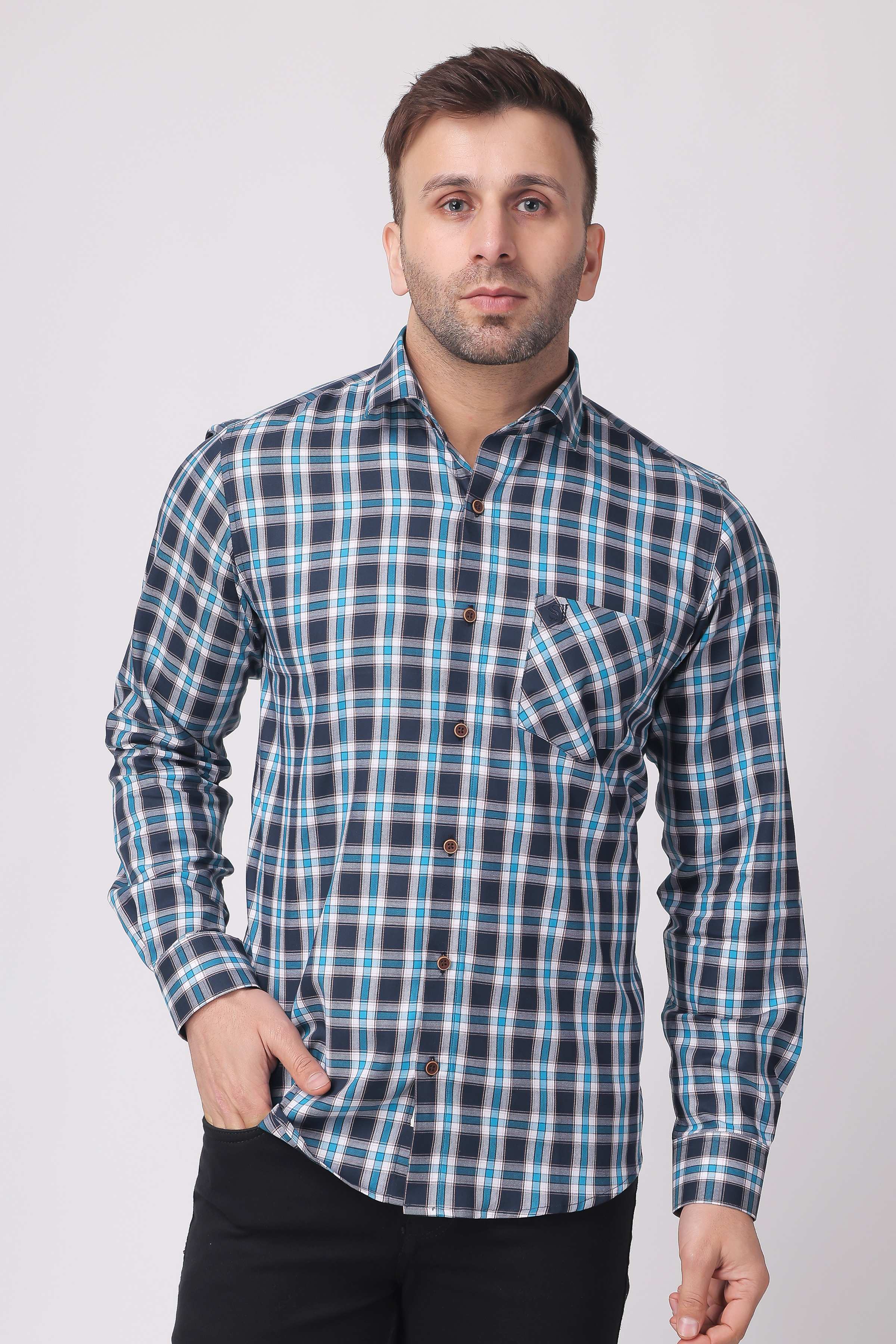 Stylox Regular Fit Full Sleeve Check Casual Shirt For Men's